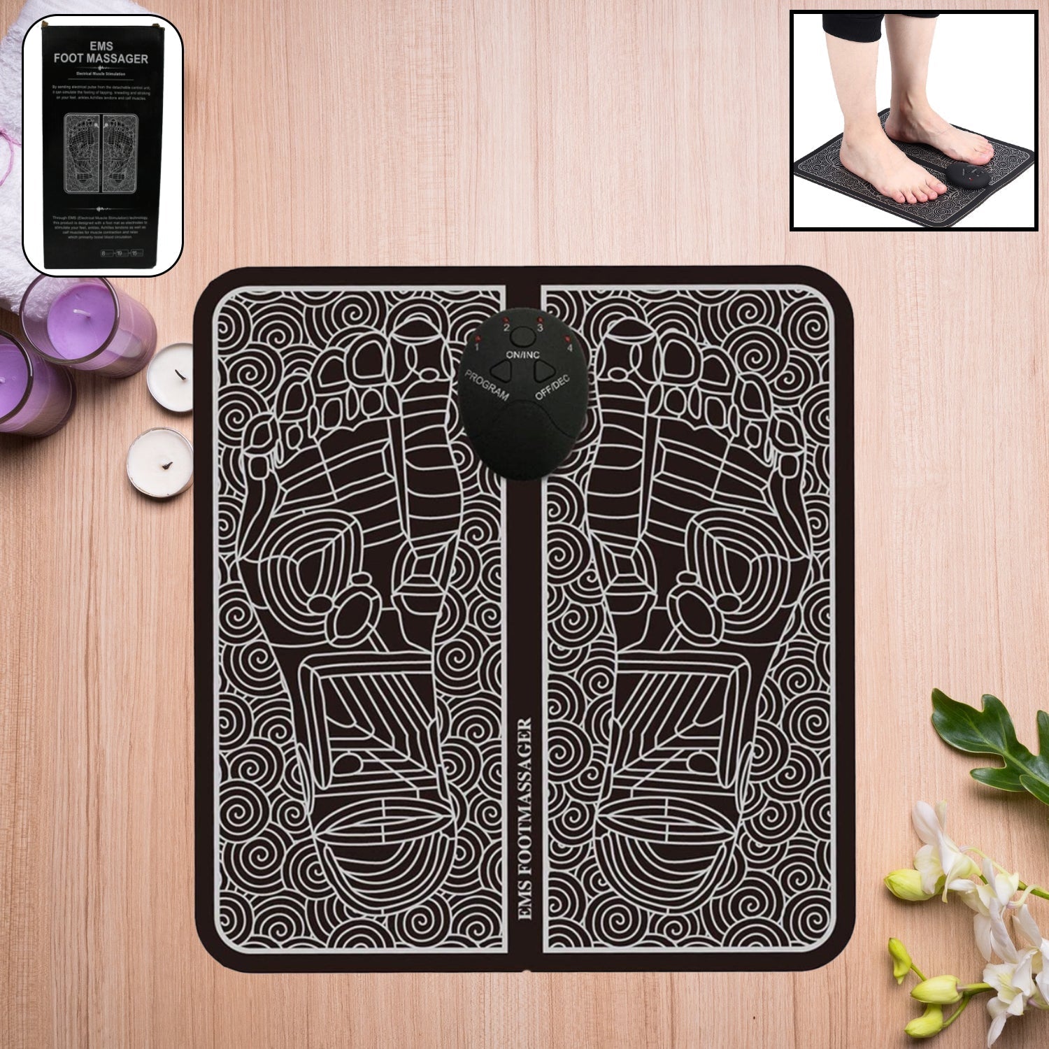 EMS Foot Massager, Foot Booster for Feet and Legs Muscle Stimulator, Folding Portable Electric Massage Machine (Mix Design)