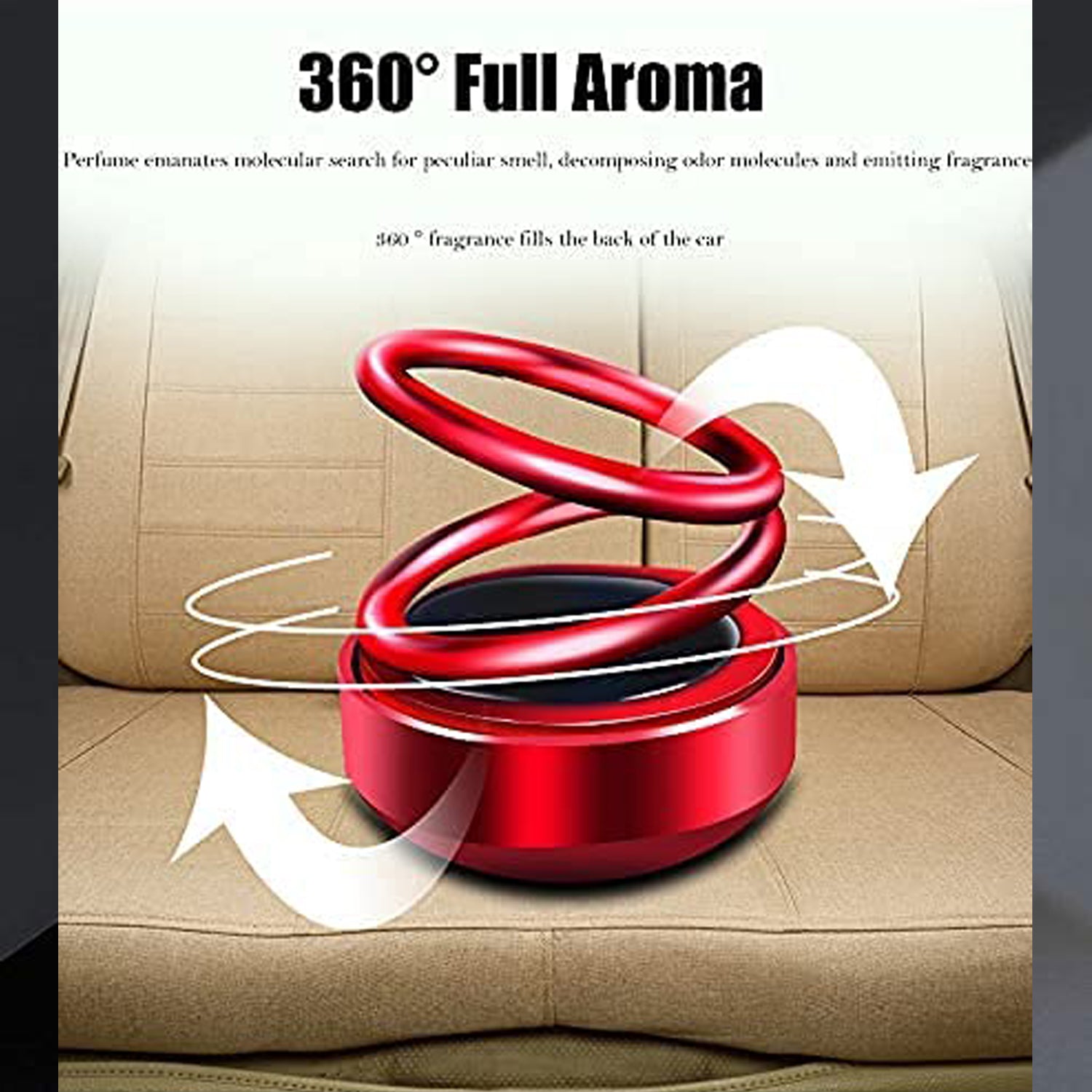 Solar Car Aroma Diffuser 360° Rotating Design, Air Freshener for Car, Home, Office