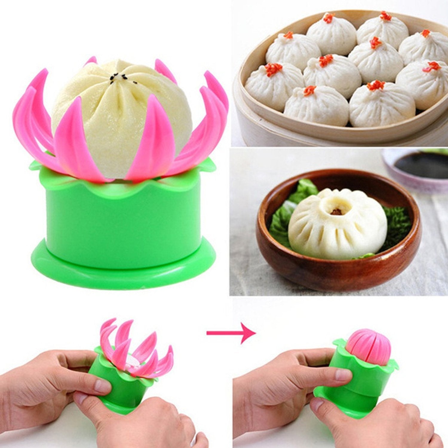 Momos maker Plastic Mold and Filling Spoon Cooking Tools Set Steamed Stuffed Bun Maker and Dumpling Maker for Cooking Delicious