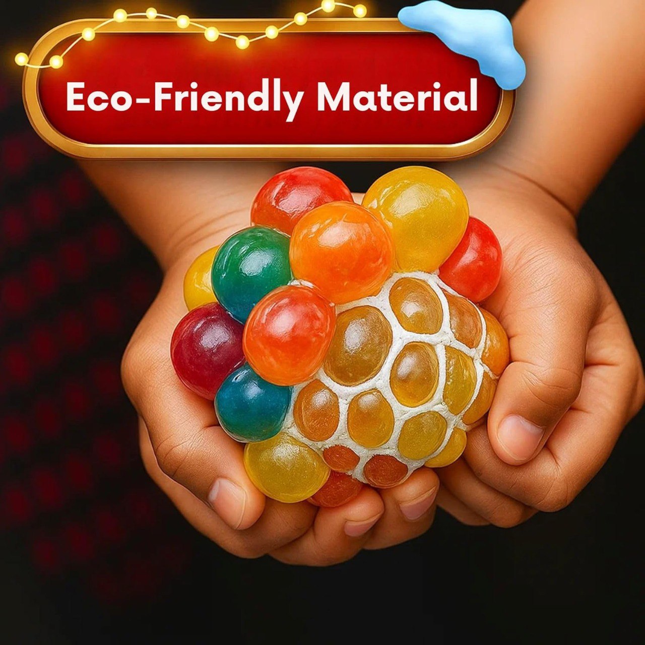 2 Pcs Squishy Stress Ball for Kids Squeeze Toy Pressure Relieve Anti-Stress Anti Anxiety Multicolor Magic Slime Mesh Ball Squeeze Grape Balls Return Gifts