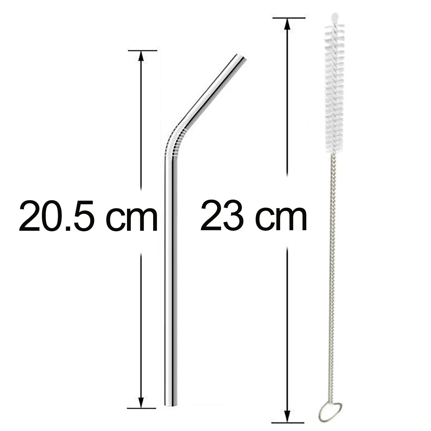 Reusable Stainless Steel Drinking Straws Bent (4 Bent Straws, 1 Brush) (Pack of 2)