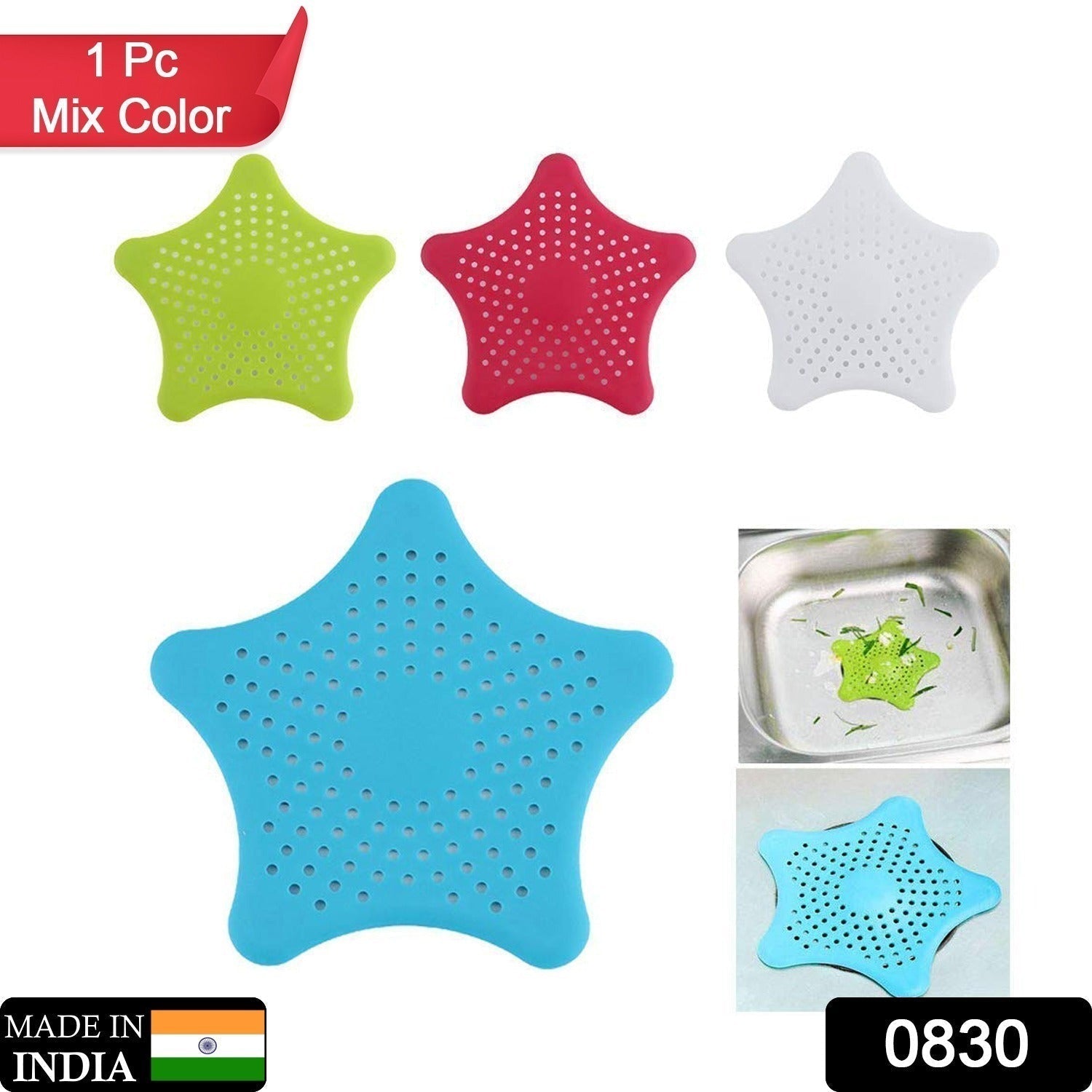 Star Drain Strainer: Catches Hair & Prevents Clogs (Kitchen/Bath) (4 pcs)