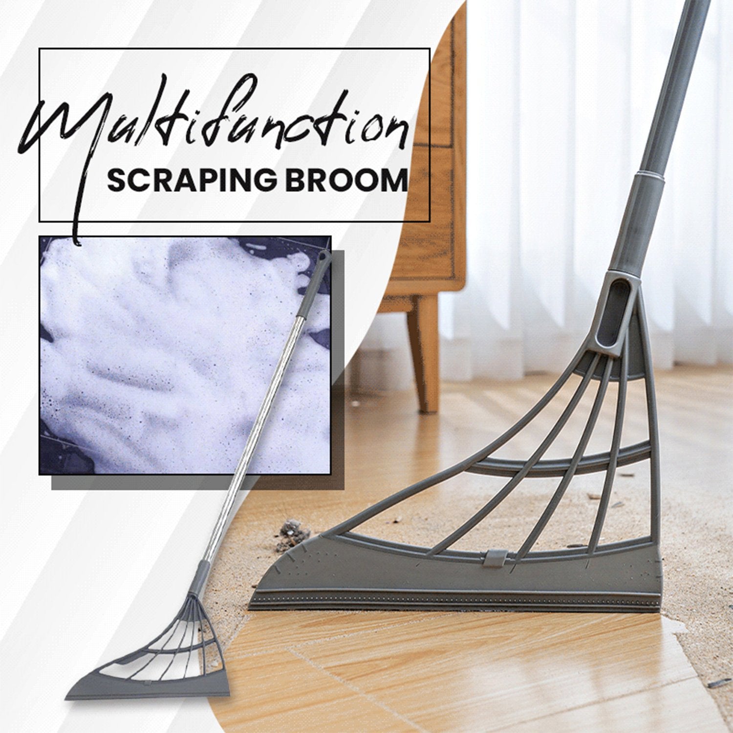 Durable Eco-Friendly Broom with Scraper