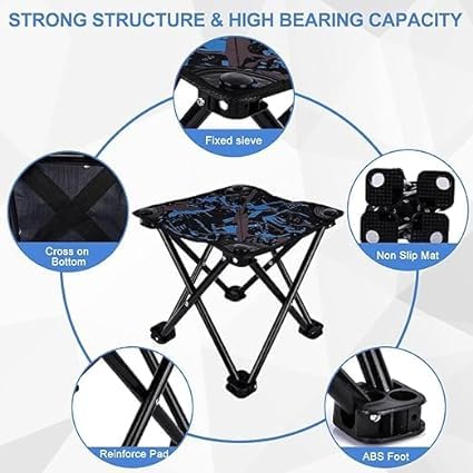 Camping Stool Ultralight Camping Stoiol Max Load 100KG Portable Lightweight, Outdoor Fishing Picnic Beach Seat Folding Oxford Cloth Stool Chairs, Medium (11.5 HX11.5 L X11.5 W), Multicolour