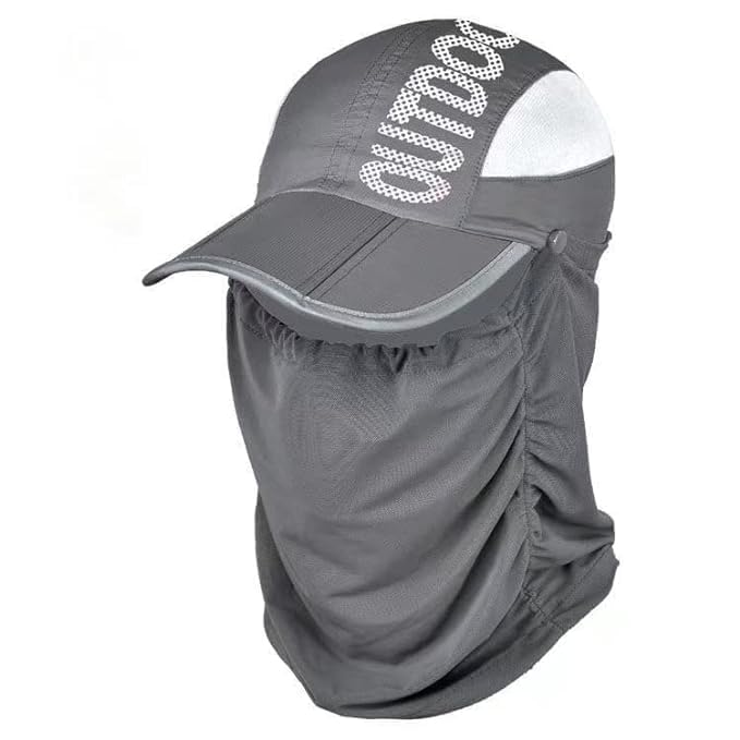 Face Mask With Cap - Cap With Face Protector - Cap Mask for Summer - UV Sun Protection Block Hat Face Cover Scarf With Cap - Summer Sun Protection Cap Mask - Face Cover Scarf With Cap Nylon - cap with big mask
