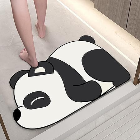 Cute Panda Cartoon Bath Mat – Super Absorbent & Anti-Slip Floor Mat for Bathroom, Kitchen & Home | Quick Dry, Soft Surface, 60 x 40 cm