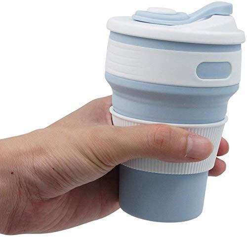 BPA Free Food Grade Silicone Collapsible Foldable Cup with Lid, 350ML