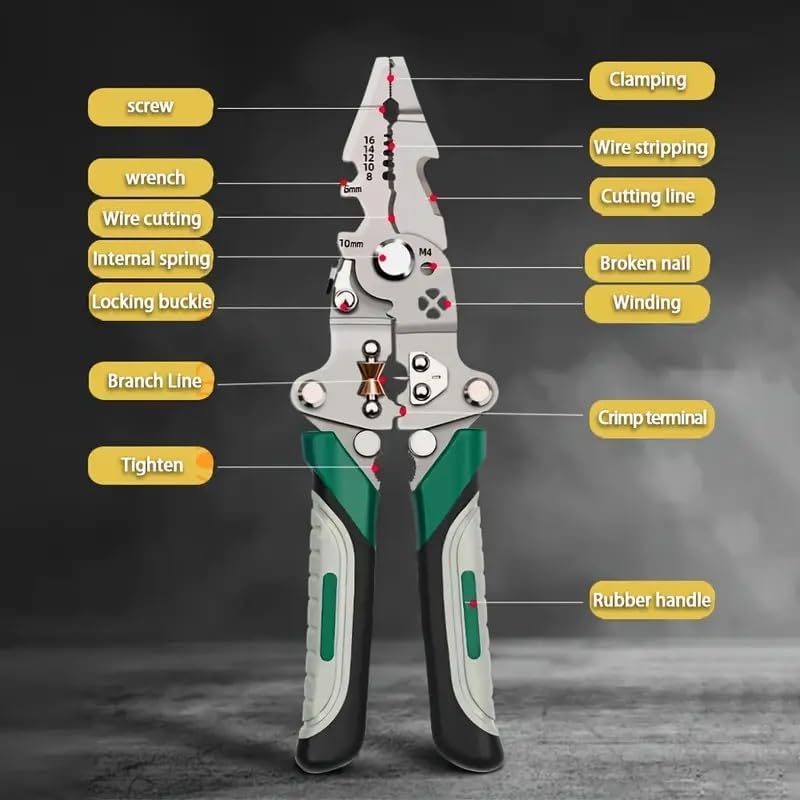 All in 1 Multifunction Stainless Steel Wire Stripper/Wire Crimping Tool, Wire Cutter, Wire Crimper
