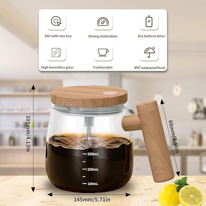 Self Stirring Glass Mug