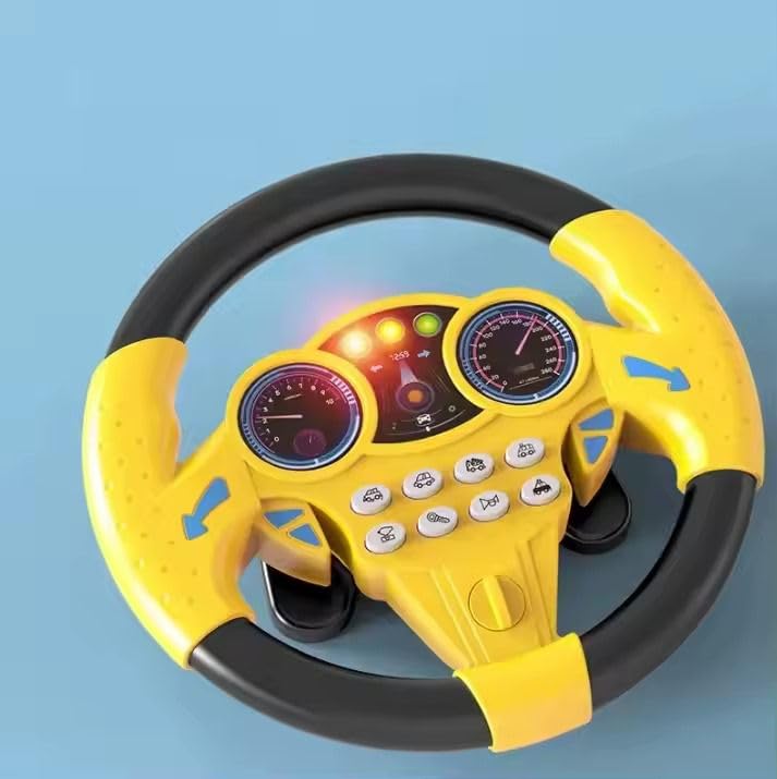 Steering Wheel Toy Simulate Driving Car Copilot Steering Wheel Electric Baby Toys with Sound Driving Vocal Toy Kids Musical Educational Stroller Color