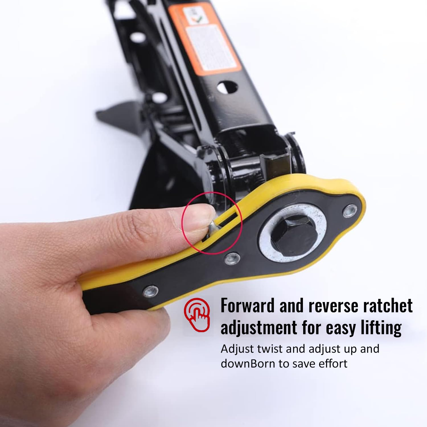 360° Swivel Ratchet Wrench for Scissor Jack | Labor-Saving Car Jack Handle Tool with Reversible Knob & Long Grip