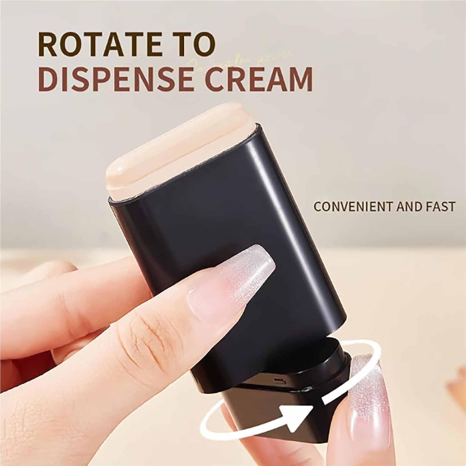 2 in 1 Luxury Anti-Wrinkle Foundation Stick, Long-Lasting Double Head Foundation Make Up Stick with Brush, (Natural, 1 PCS)