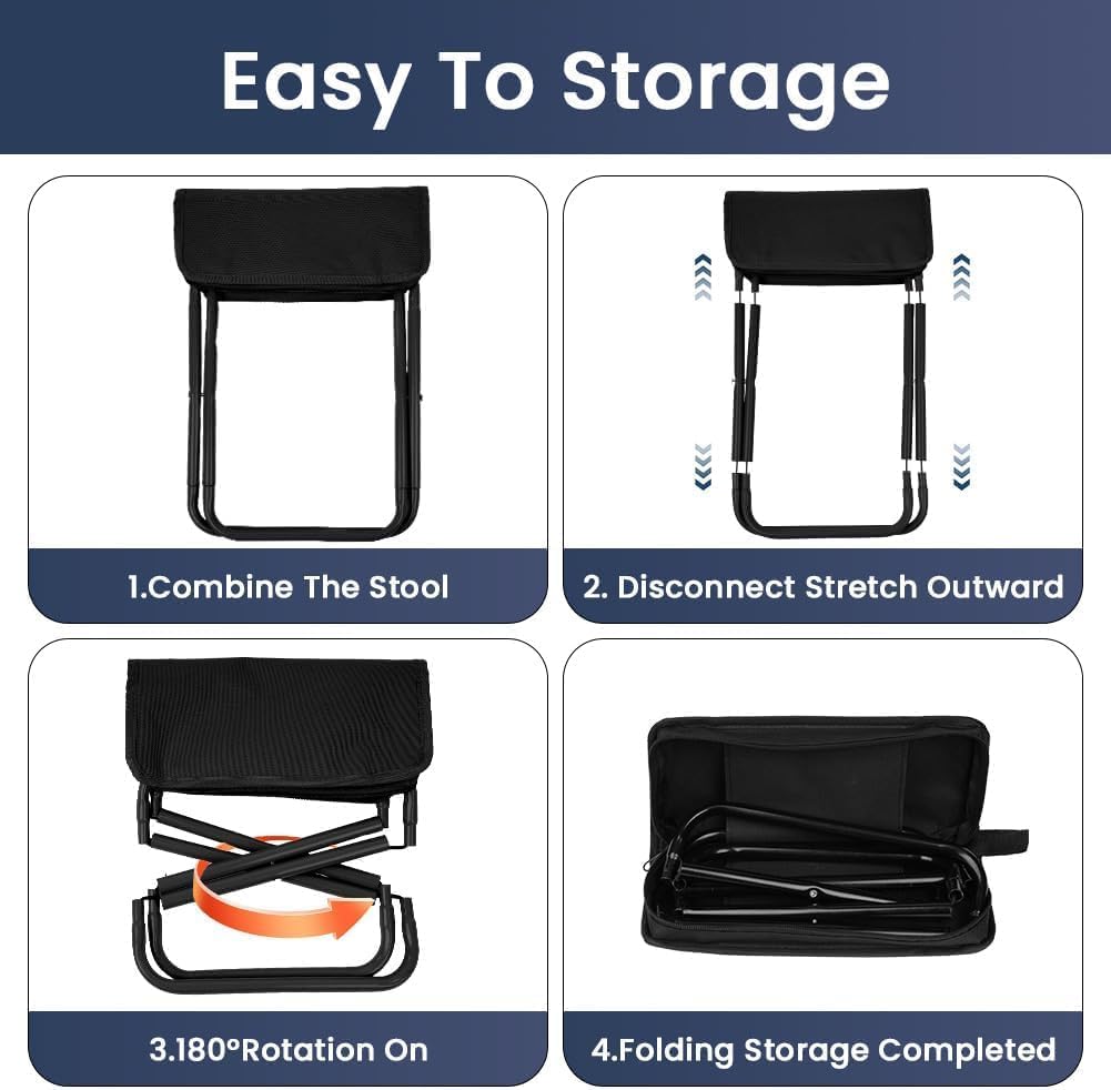 Folding Stool, Mini Outdoor Camping Stool, Portable Small Foldable Lightweight Hunting Seat with Zippered Carrying Bag