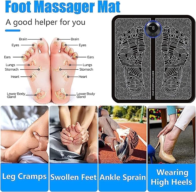 EMS Foot Massager, Foot Booster for Feet and Legs Muscle Stimulator, Folding Portable Electric Massage Machine (Mix Design)