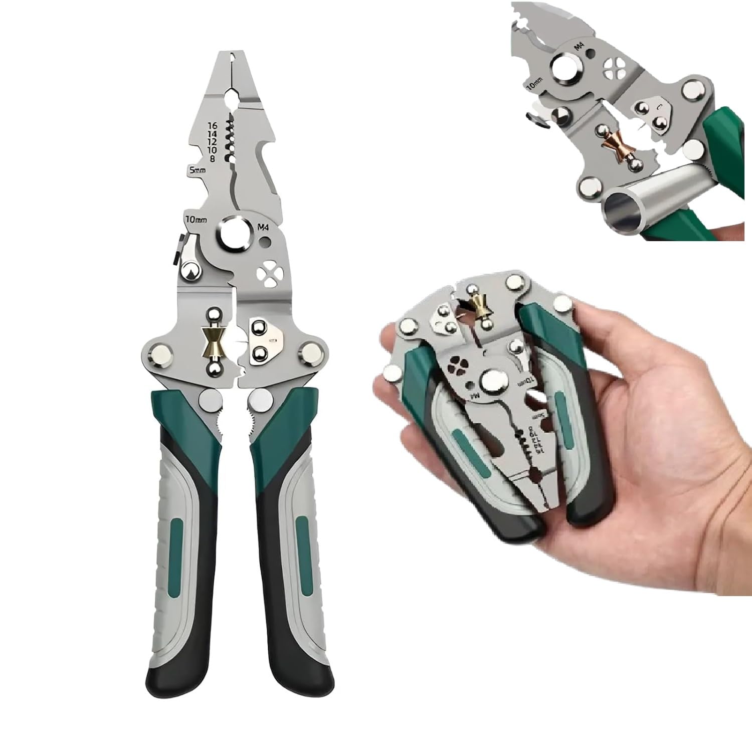 All in 1 Multifunction Stainless Steel Wire Stripper/Wire Crimping Tool, Wire Cutter, Wire Crimper