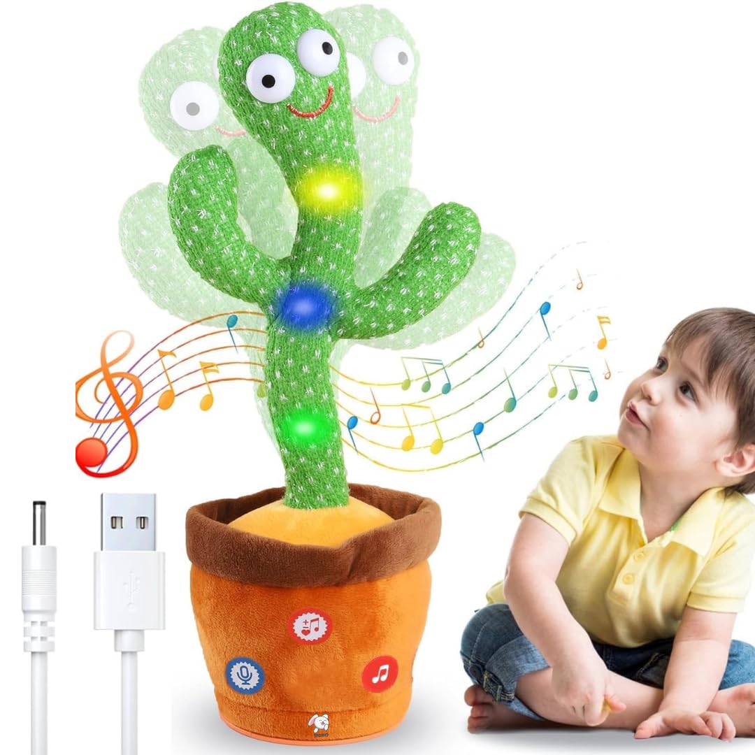 Rechargeable Toys Talking Cactus Baby Toys for Kids Dancing Cactus Toys Can Sing Wriggle & Singing Recording Repeat