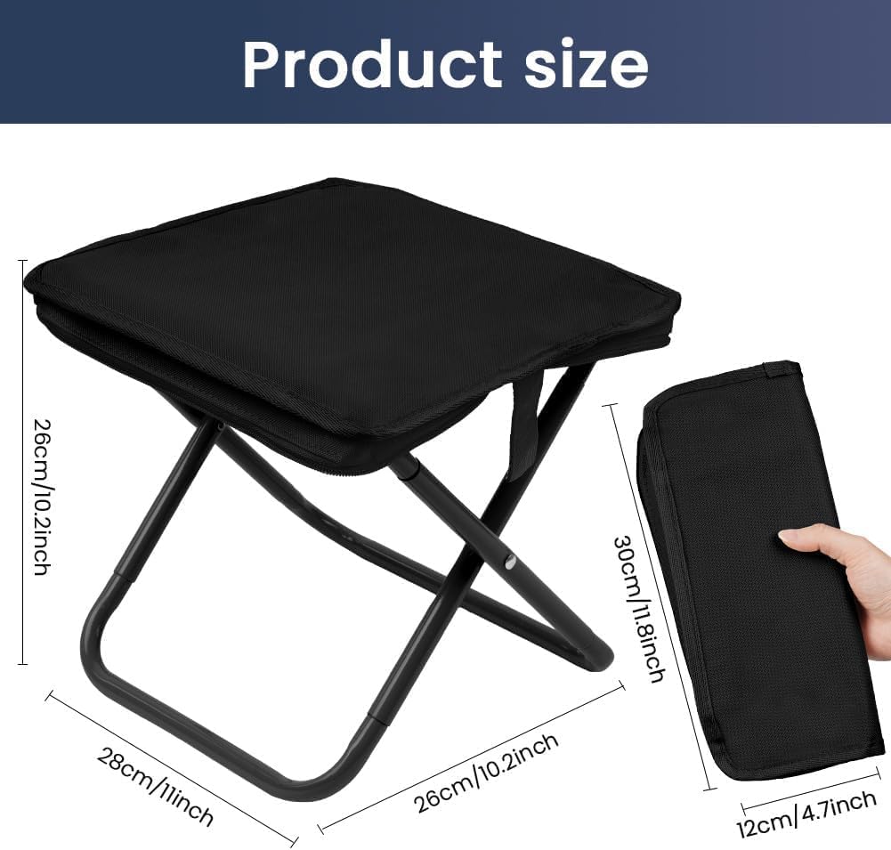 Folding Stool, Mini Outdoor Camping Stool, Portable Small Foldable Lightweight Hunting Seat with Zippered Carrying Bag