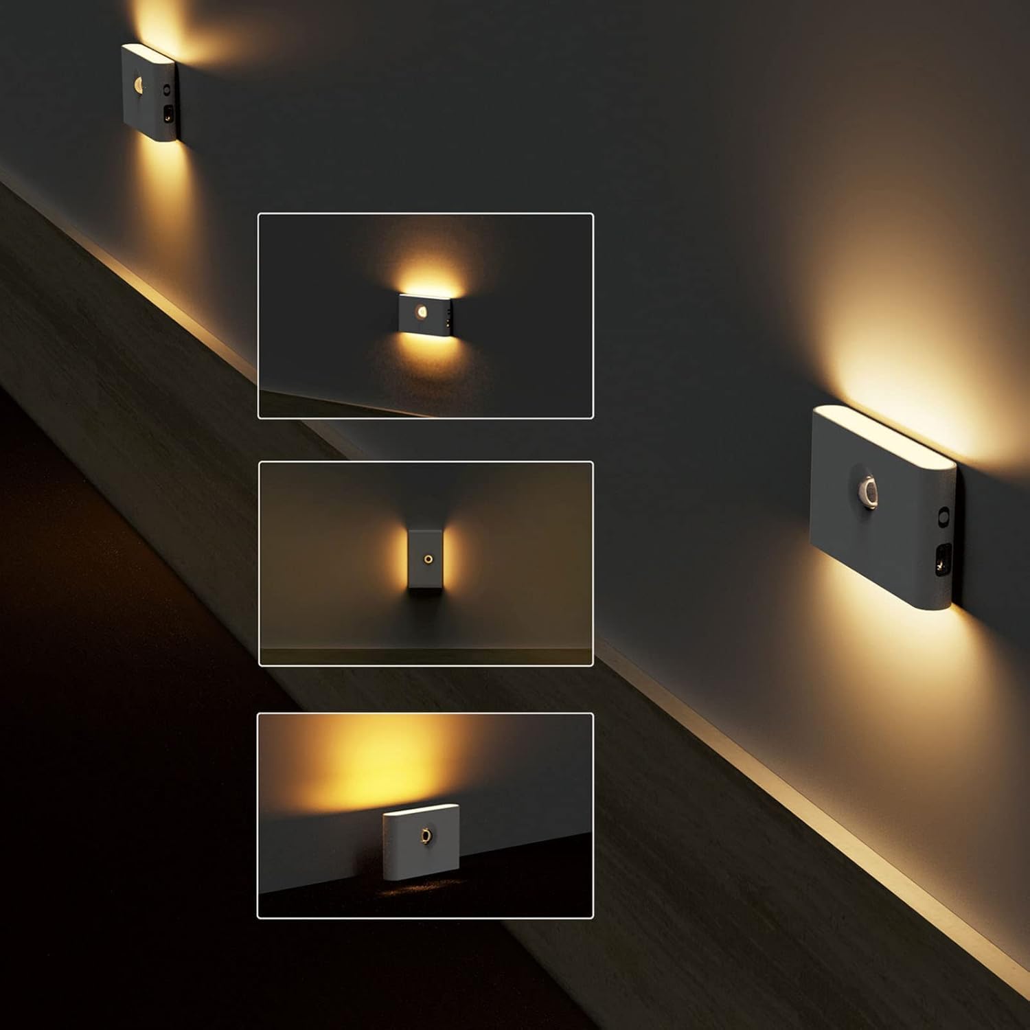 Warm White LED, Dusk to Dawn Sensor, Wireless Wall Lamp for Bedroom, Bathroom, Kitchen, Hallway, Kids Room, Closet – Stick Anywhere Nightlight Rechargeable