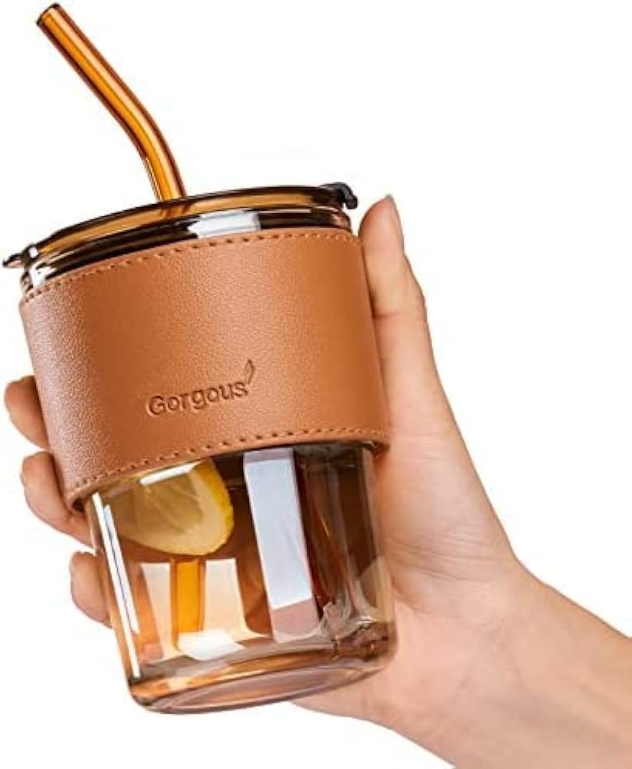 High Quality Glass Coffee Mug With Straw (450ML)