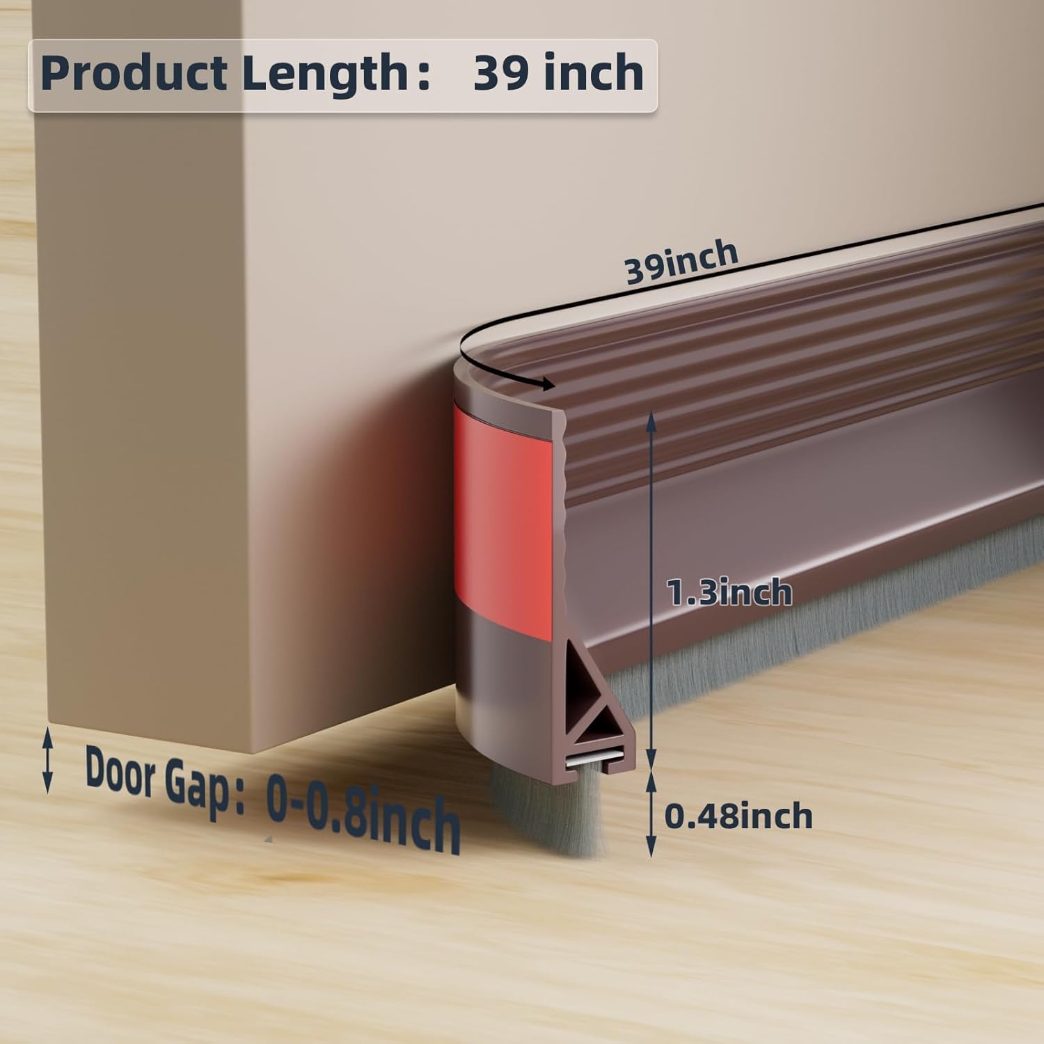 Door Draft Stopper with Brush, Door Sweep for Bottom of Door, Weather Stripping Door Seal, Under Door Gap Filler. (40 inch)