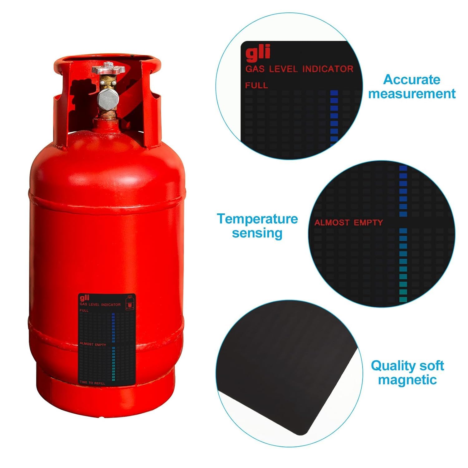Magnetic Cooking Gas Level Indicator - 1 Piece for Propane and Butane Gas Cylinders-LPG cylinders