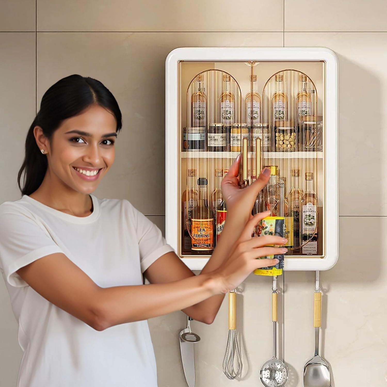 No-Drill Bathroom Shelf & Storage Cabinet - Wall Organizer for Bathroom Essentials, Makeup, Skincare, and More