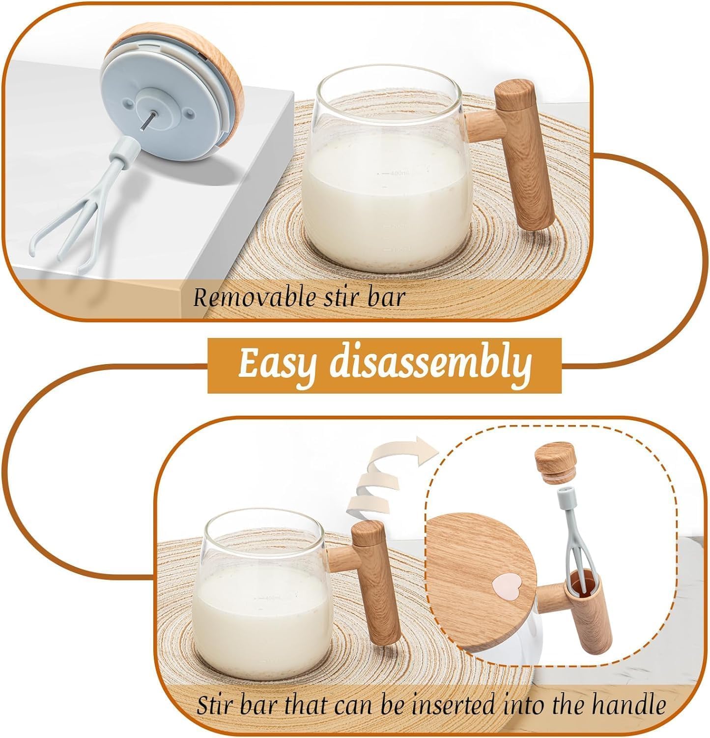 Self Stirring Glass Mug