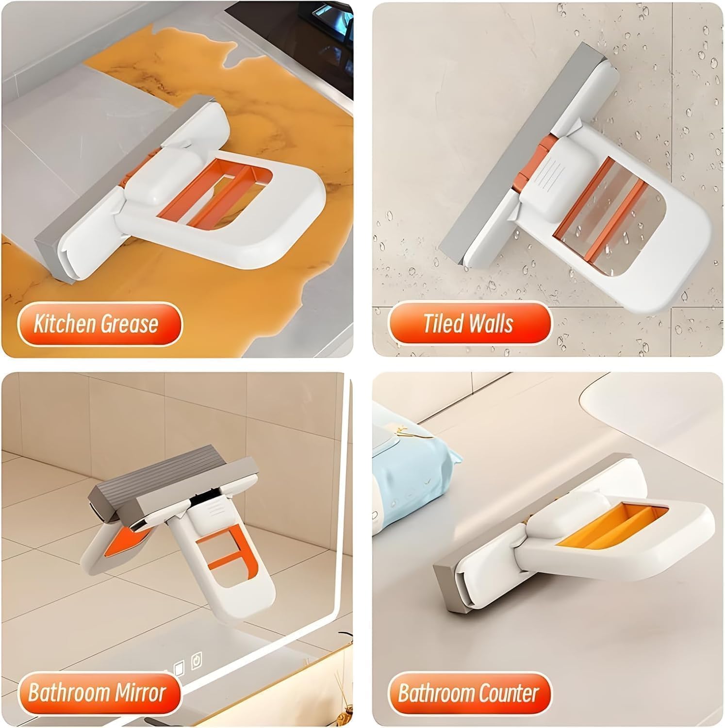 Mini Foldable Sponge Mop | Self-Squeeze Desk Mop for Wet & Dry Cleaning | Compact Portable for Kitchen Counter, Bathroom Glass, Office Desk & Tabletop Surfaces