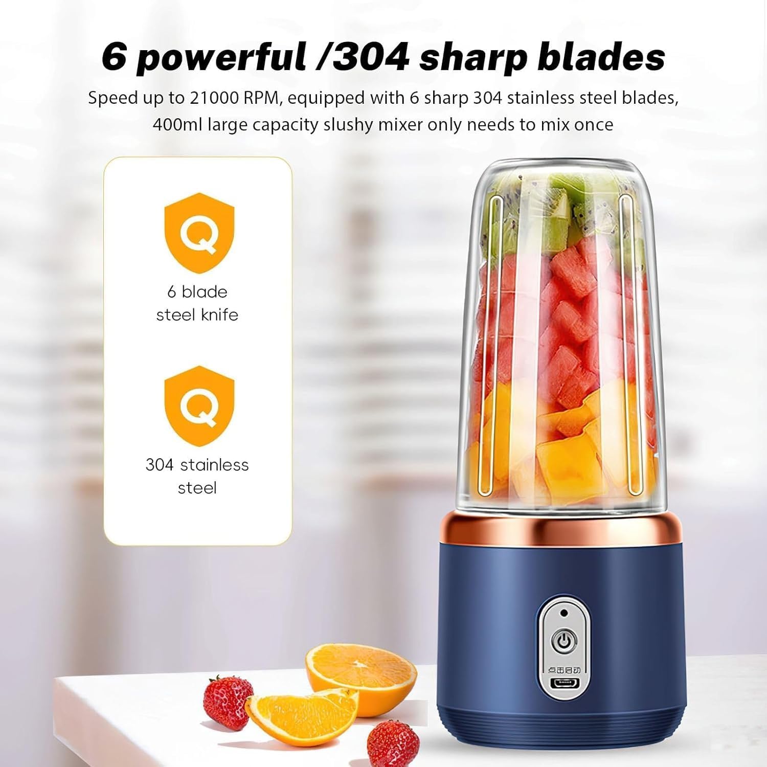 Portable Juicer Blenders For Smoothies And Juices, USB Rechargeable Mini Juicer Bottle Mixer Shake Maker Machine