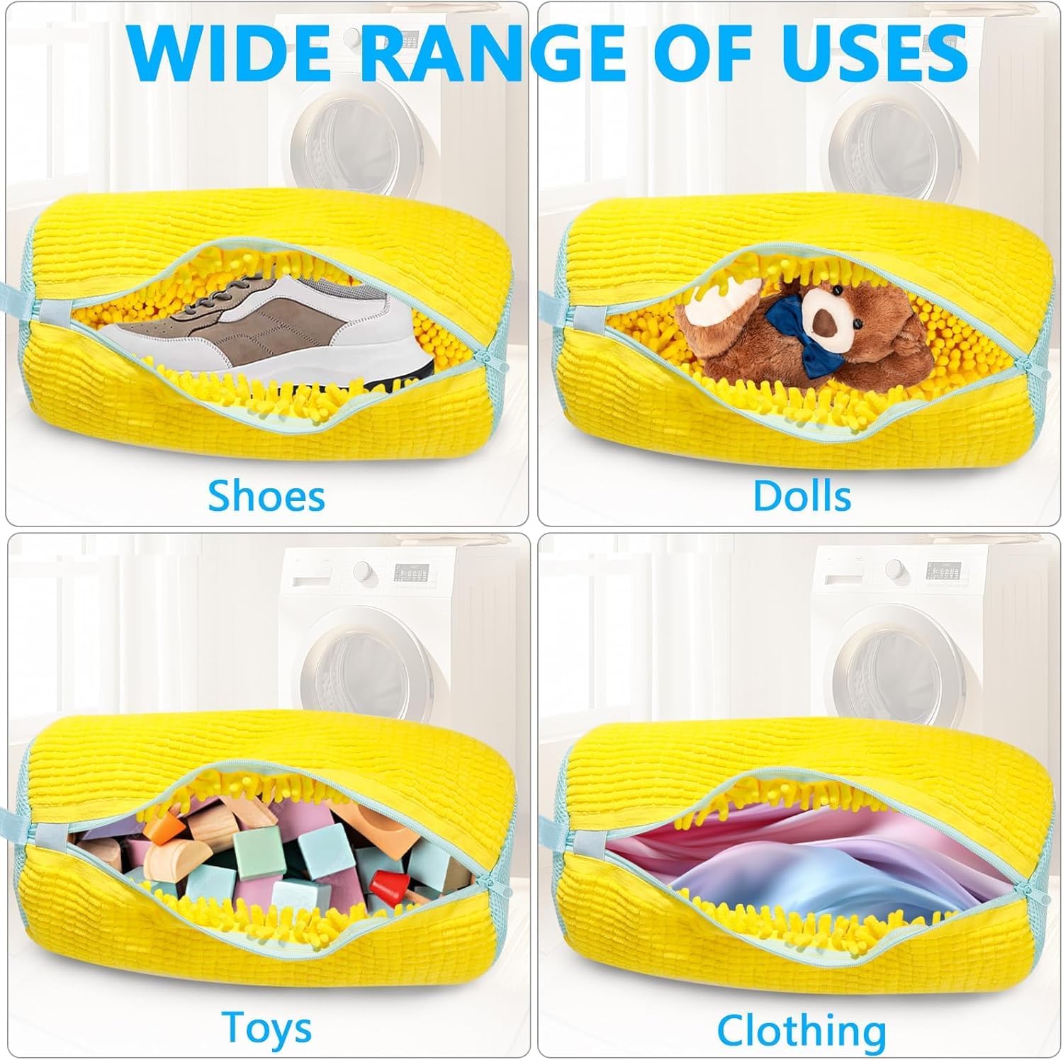 Shoe Washing Machine Bag Laundry Shoes Bag for Washer and Dryer Reusable and Durable Zipper Plush Washing Machine Bags