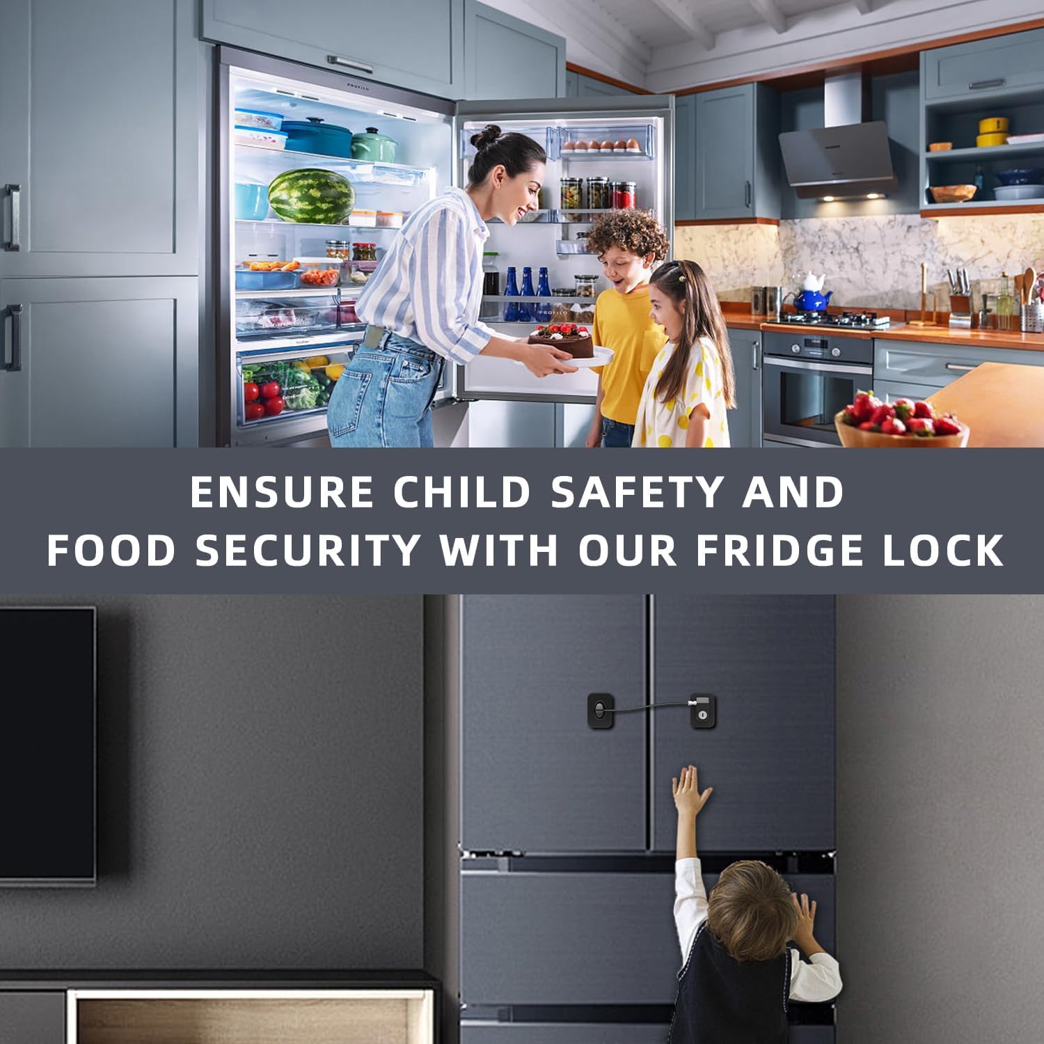 Child Safety Device Refrigerator Door Lock With Key And Adhesives