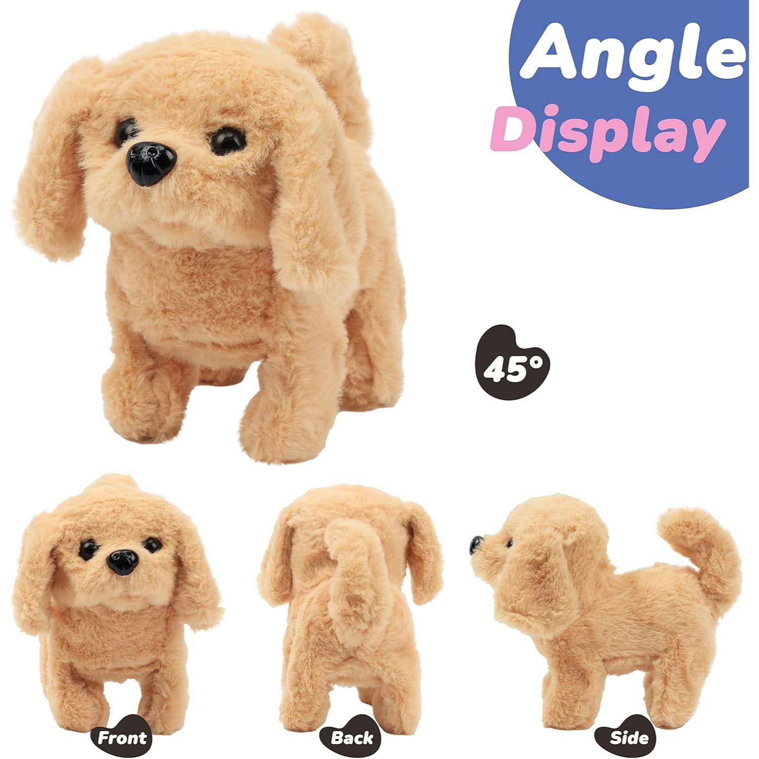 Hopping Walking Dog Toy with Sounds, Walking Dog Wiggling Tails, Twitching Mouth and Nose, Educational Interactive Cute Dog Toy for Baby Kids