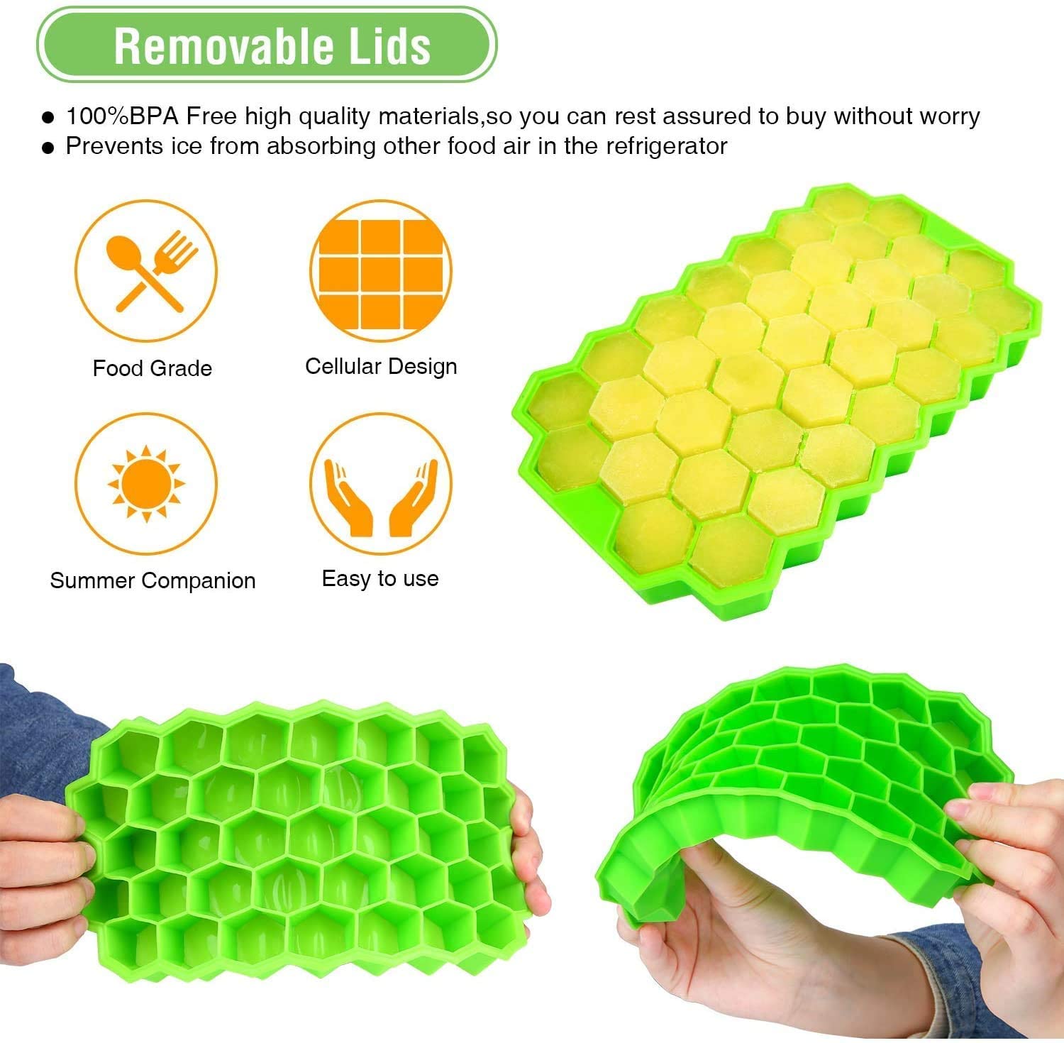 Silicone Honey Comb Ice Tray (Pack of 2)