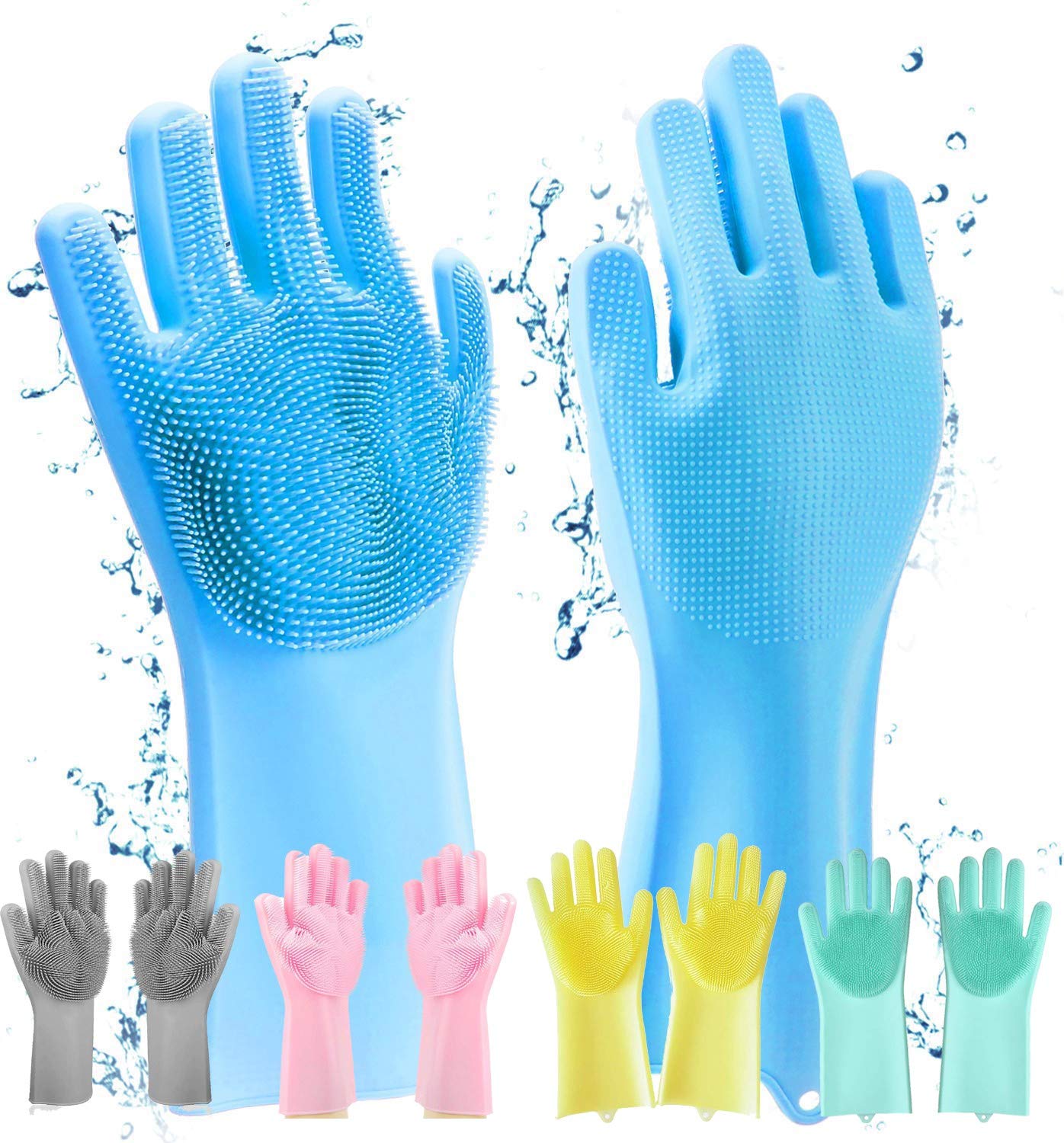 Gloves Magic Silicone Dish Washing Gloves, Silicon Cleaning Gloves, Silicon Hand Gloves for Kitchen Dishwashing and Pet Grooming, Great for Washing Dish, Car, Bathroom (