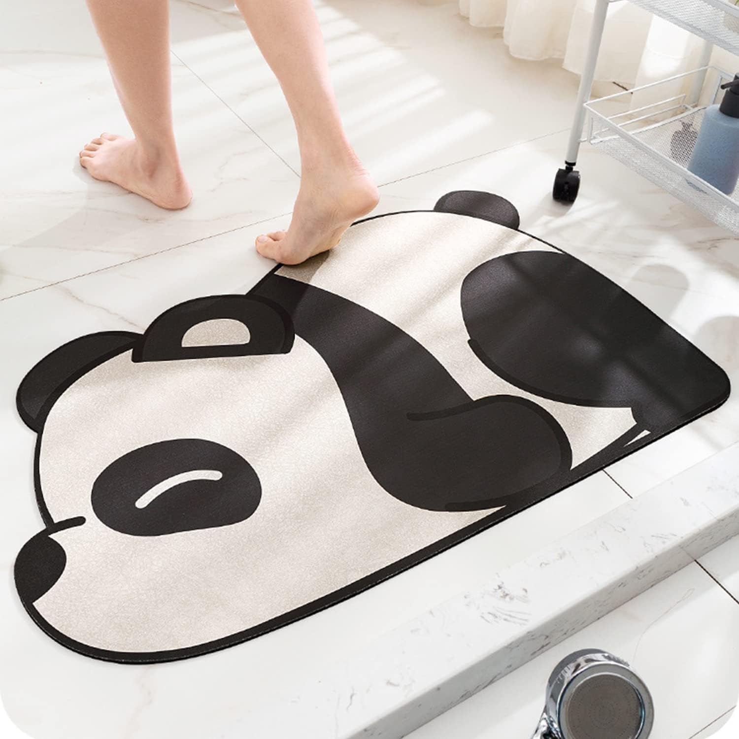 Cute Panda Cartoon Bath Mat – Super Absorbent & Anti-Slip Floor Mat for Bathroom, Kitchen & Home | Quick Dry, Soft Surface, 60 x 40 cm