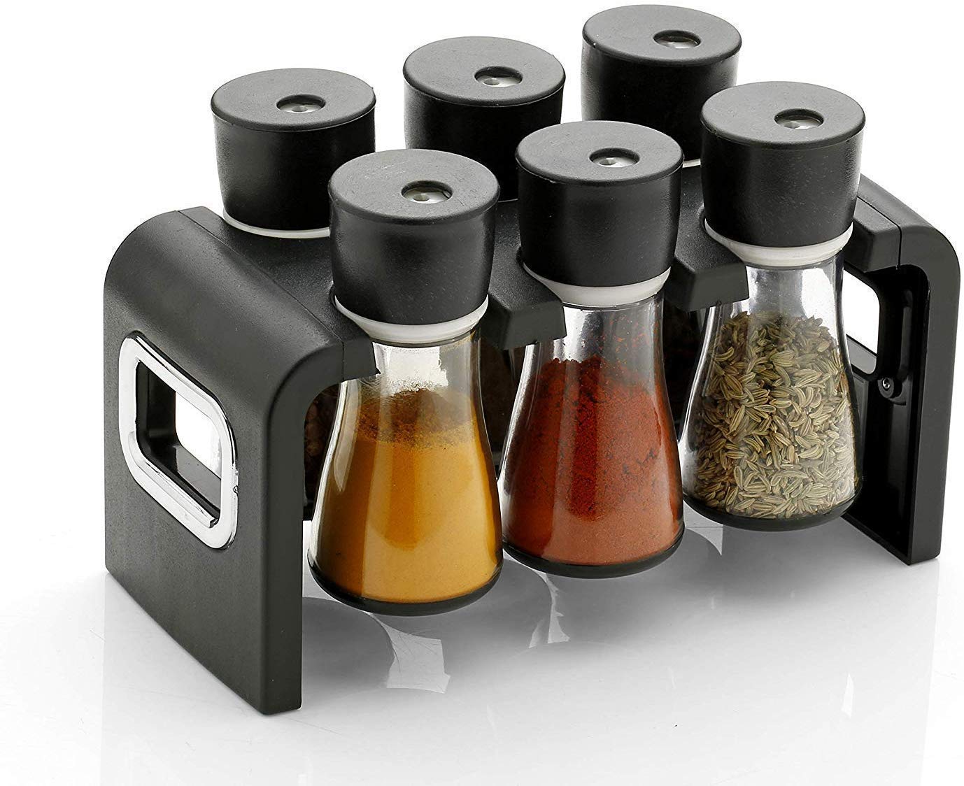 6-Piece Plastic Spice Jar Set with Stand