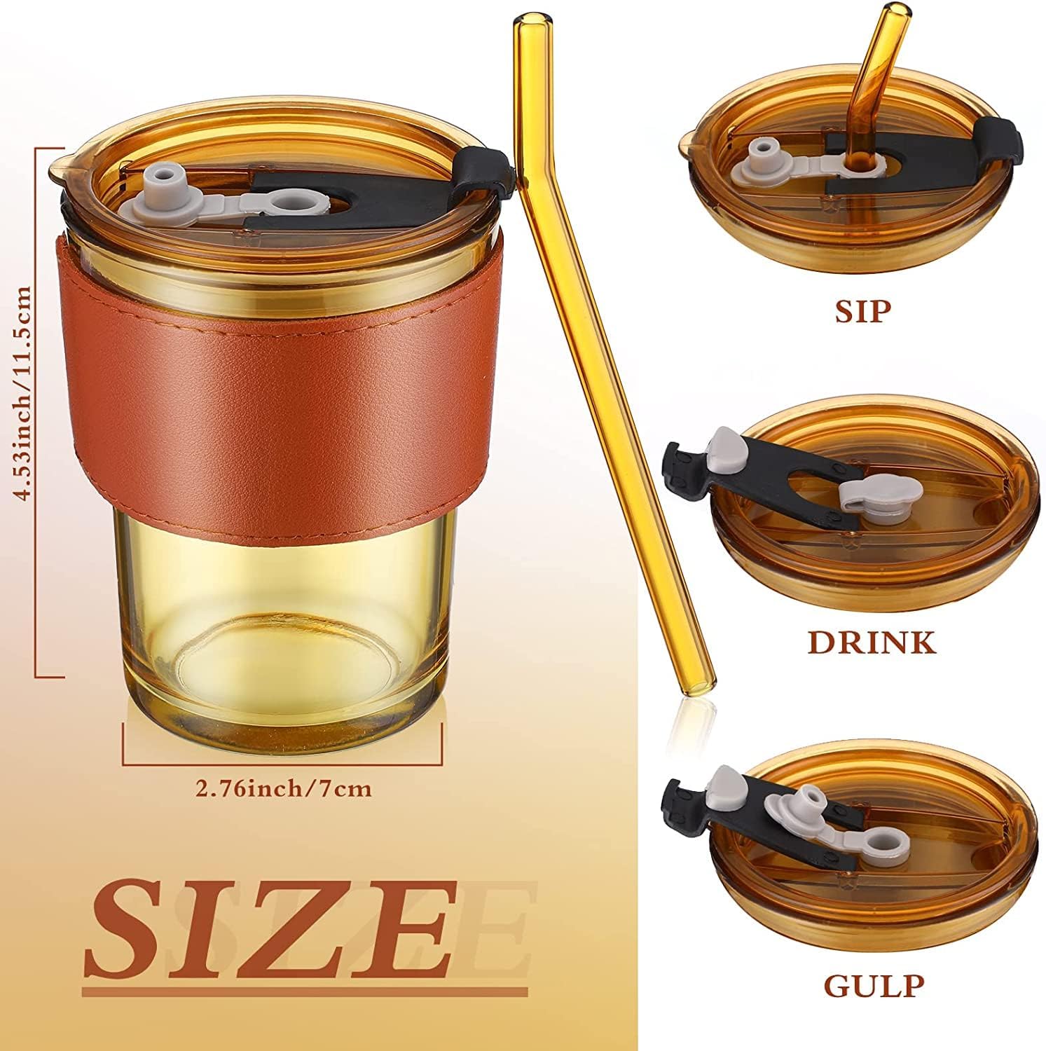 High Quality Glass Coffee Mug With Straw (450ML)
