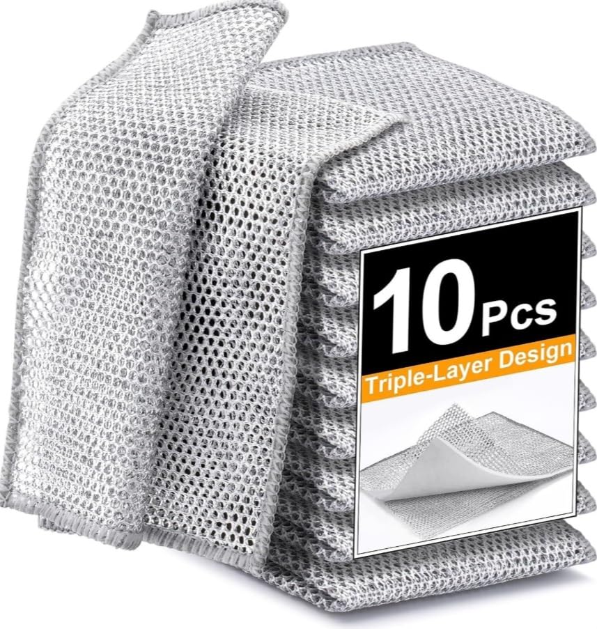 One-Sided Multipurpose Microfiber Cloths, Scrubber (10 Pc / 19x19 Cm)