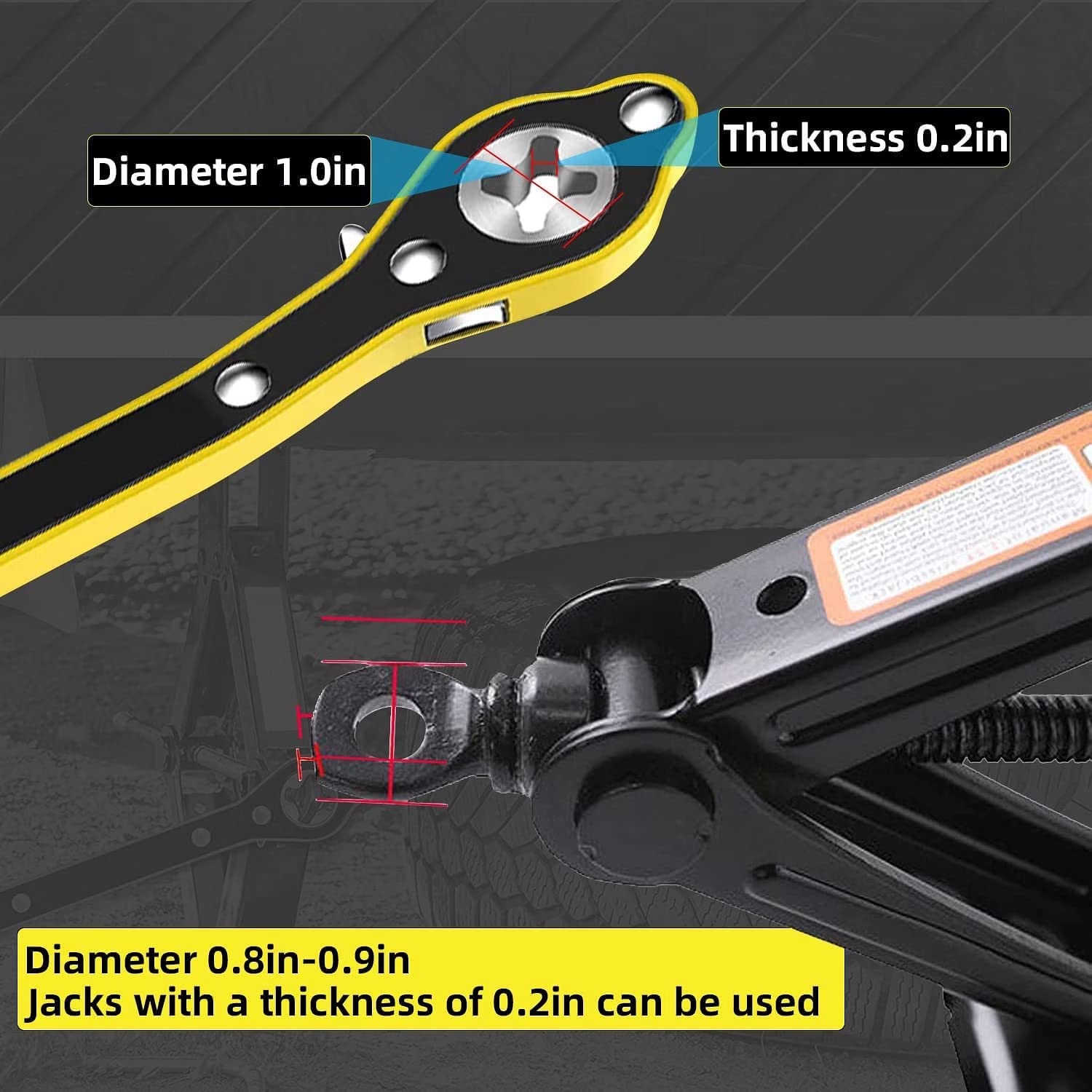 360° Swivel Ratchet Wrench for Scissor Jack | Labor-Saving Car Jack Handle Tool with Reversible Knob & Long Grip