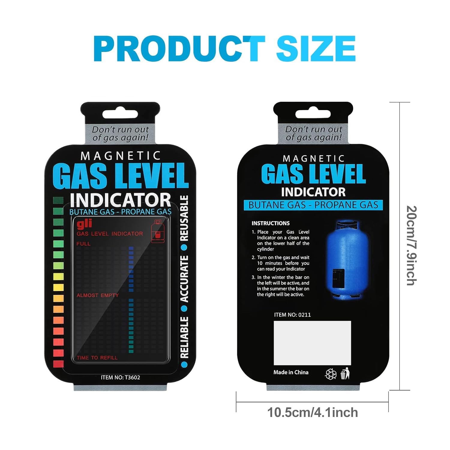 Magnetic Cooking Gas Level Indicator - 1 Piece for Propane and Butane Gas Cylinders-LPG cylinders