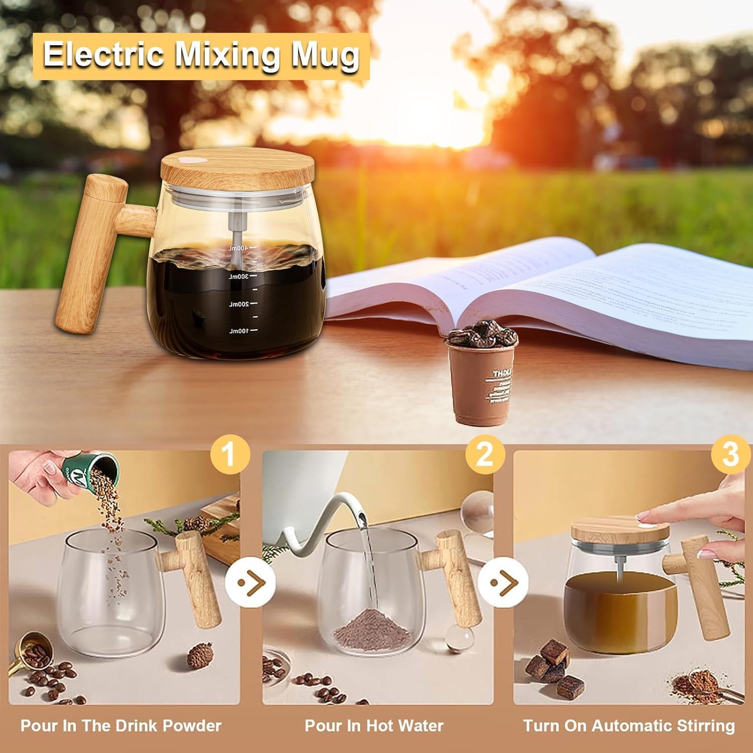 Self Stirring Glass Mug
