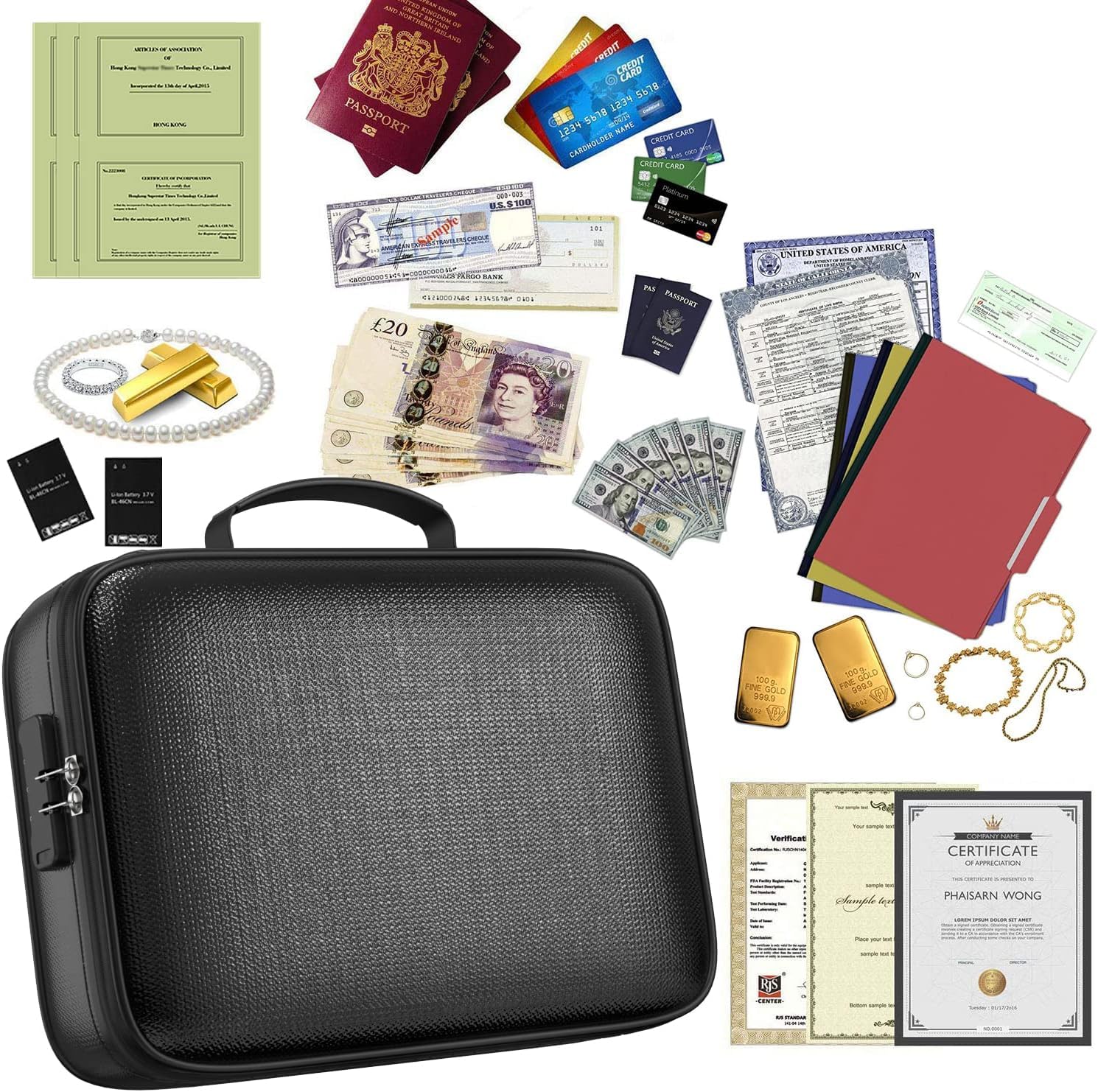 Large Capacity Travel Document Bag (Random Colour), Water-Resistant Travel Storage Bag, Travel File Organizer Bag with Password Lock - Can Hold Bank Cards-Best for Home,Office,Travel