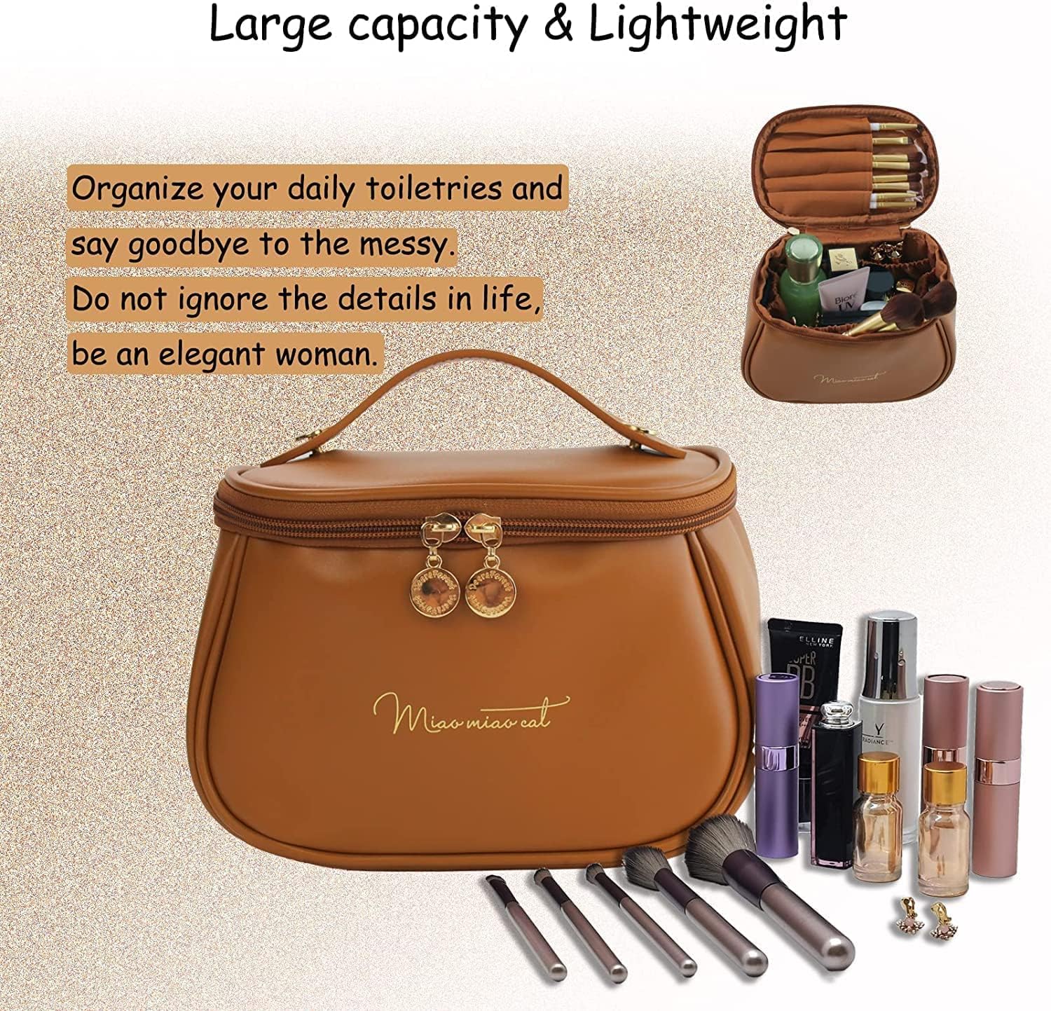 Big leather cosmetic bag