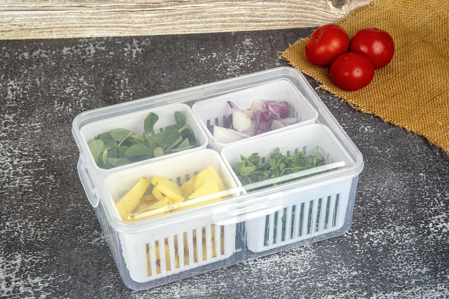 4 GRID FRIDGE STORAGE CONTAINER