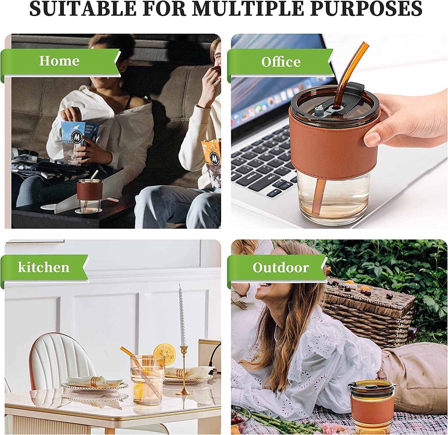 High Quality Glass Coffee Mug With Straw (450ML)