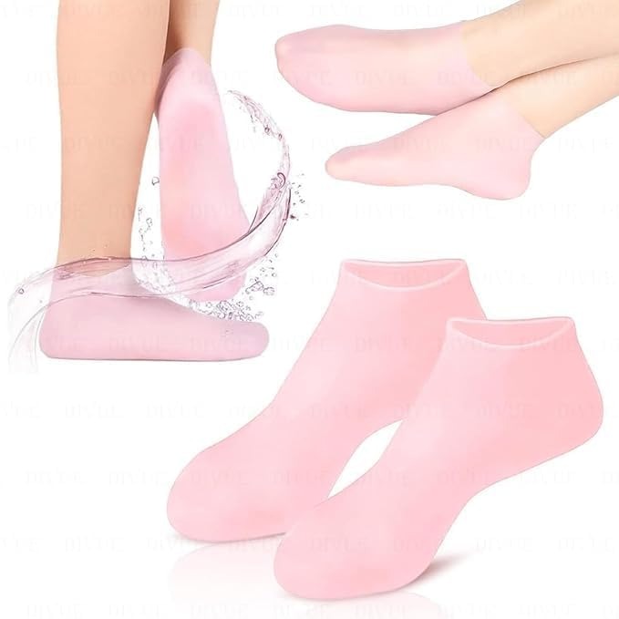 Silicone Gel Moisturizing Socks for Cracked Heels – Reusable Hydrating Spa Socks for Dry Feet, Heels & Callus Repair (Pack of 2)