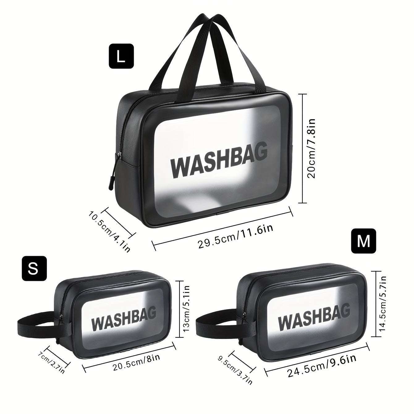 3PCs Set PVC Waterproof Toiletry Bag, Large Capacity Toiletry Bag, Portable Handheld Makeup Bag, Travel Storage Bag, Cosmetic/Toiletry Organizer
